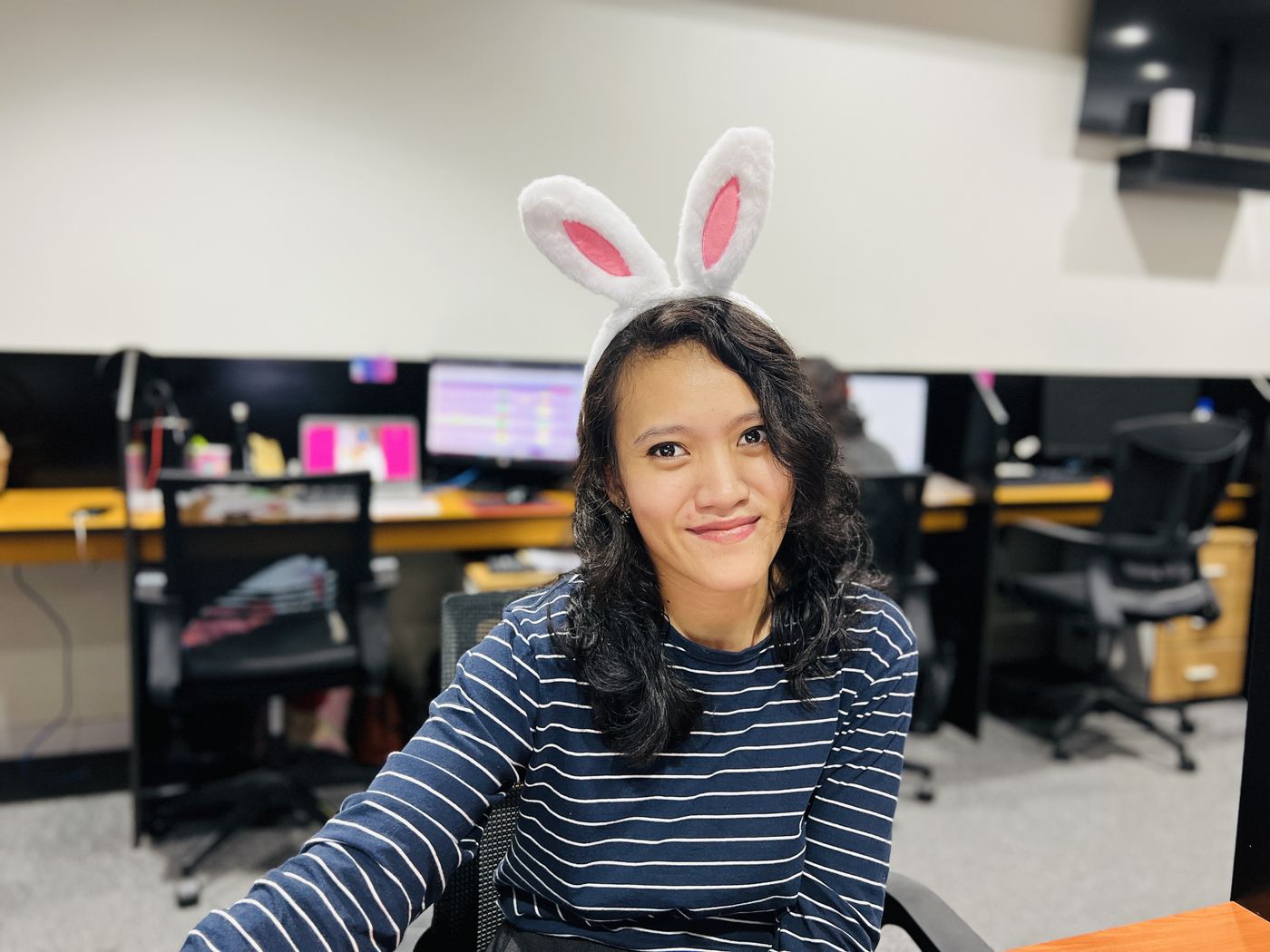 PCS agent celebrating Easter at workstation